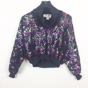 Vintage | Vincenti Rainbow Chevron Full Sequin Spangle Dolman Top
